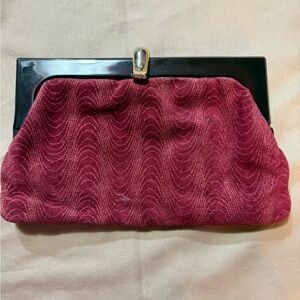 Vintage Burgundy Suede Clutch Bag